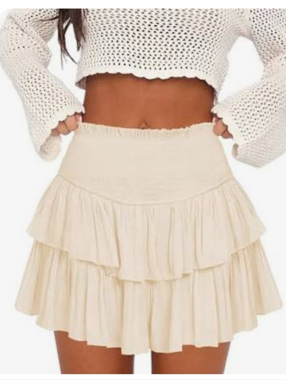 Mustard Seed Cream Ruffled Lined Mini Dress